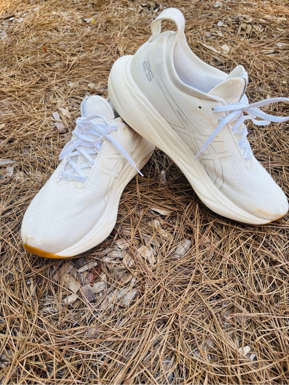 Asics Gel Nimbus 25 Women’s All-White Knit PureGEL Running Sneakers size 12 - Picture 5 of 15